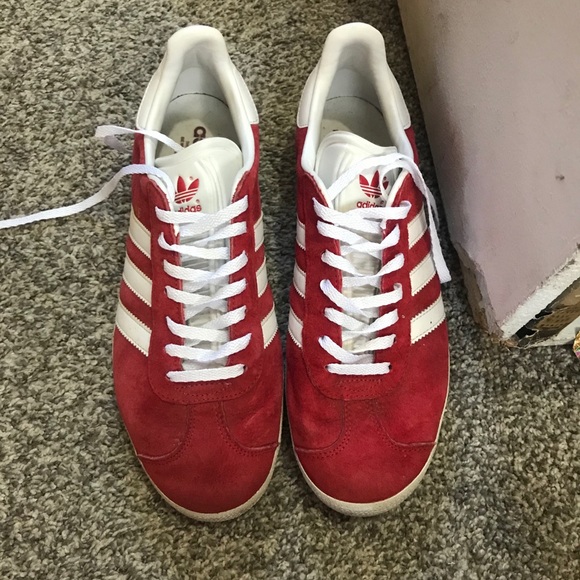 red suede adidas gazelle